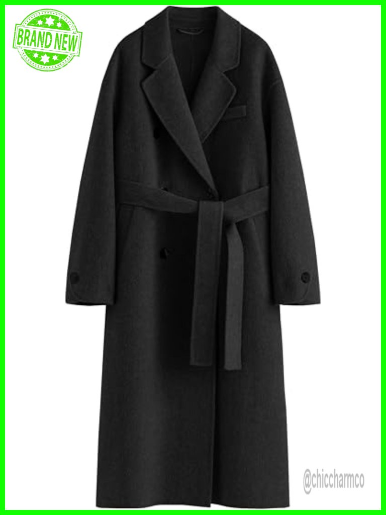Womens Peacoat Double Breasted Belted Long Trench Coat Fall Winter